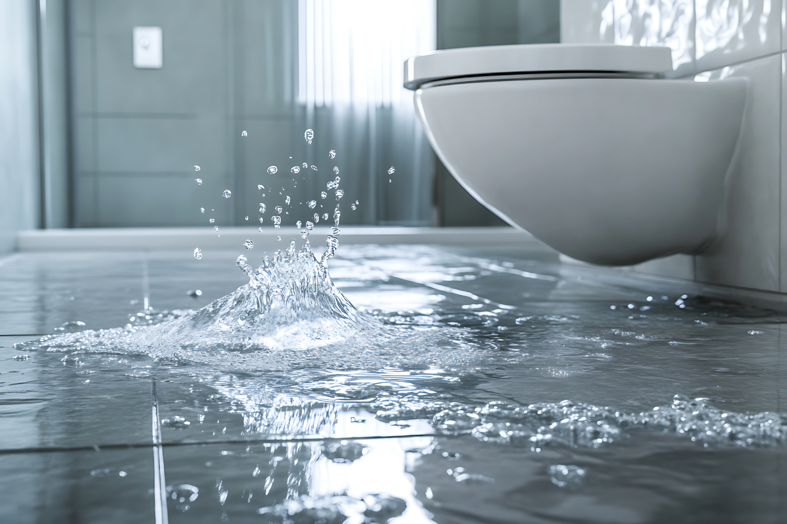 Verstopfter Abfluss – Soforthilfe & Vorbeugung vom Profi 1 Verstopfter Abfluss – überlaufende Toilette verursacht Wasserschaden